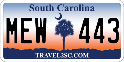 SC license plate MEW443
