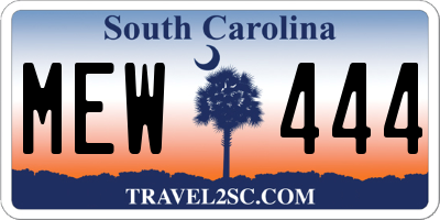 SC license plate MEW444