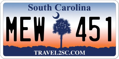 SC license plate MEW451