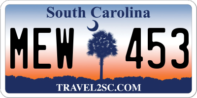 SC license plate MEW453