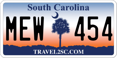 SC license plate MEW454