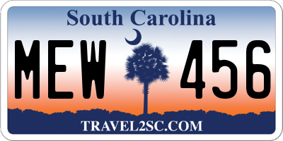 SC license plate MEW456