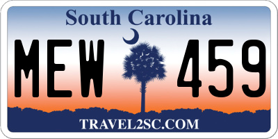 SC license plate MEW459