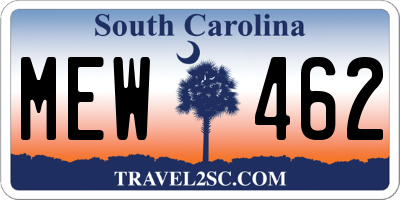 SC license plate MEW462