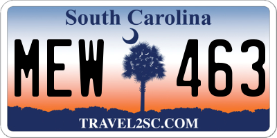 SC license plate MEW463