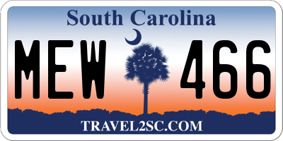 SC license plate MEW466