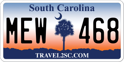 SC license plate MEW468