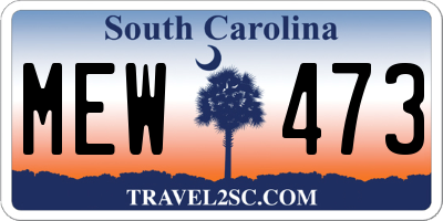 SC license plate MEW473