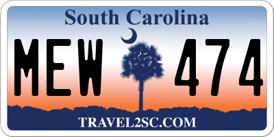 SC license plate MEW474