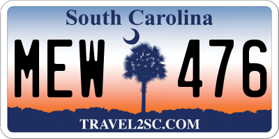 SC license plate MEW476