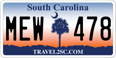 SC license plate MEW478