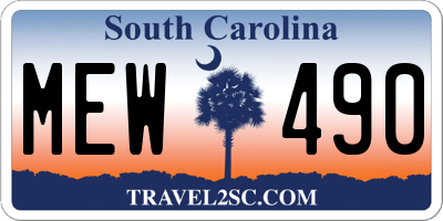 SC license plate MEW490