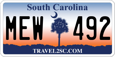 SC license plate MEW492