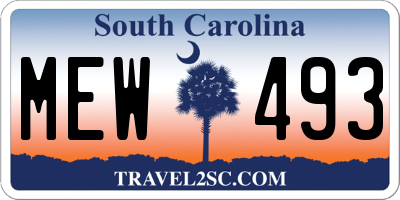 SC license plate MEW493