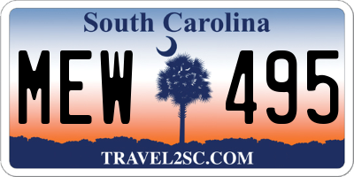 SC license plate MEW495