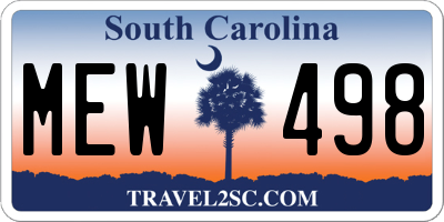 SC license plate MEW498