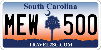 SC license plate MEW500