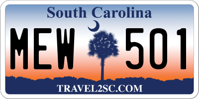 SC license plate MEW501