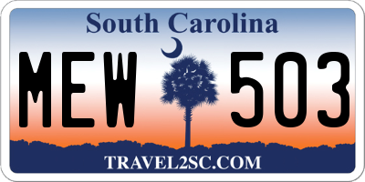 SC license plate MEW503