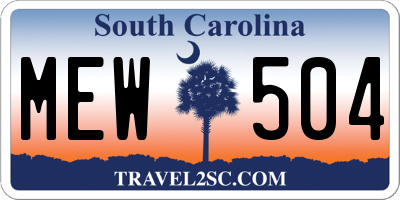 SC license plate MEW504