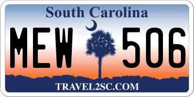 SC license plate MEW506