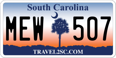 SC license plate MEW507