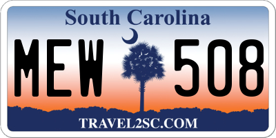 SC license plate MEW508