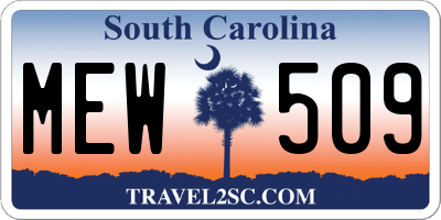 SC license plate MEW509