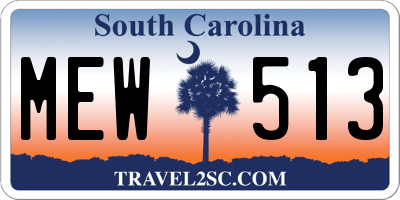 SC license plate MEW513