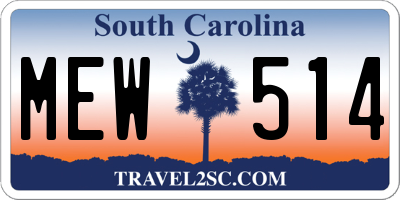 SC license plate MEW514