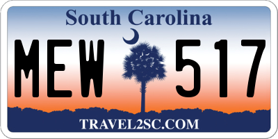 SC license plate MEW517
