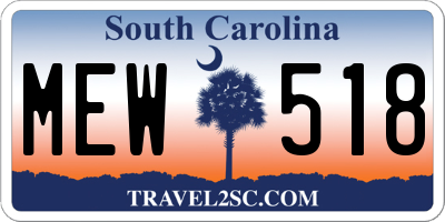SC license plate MEW518