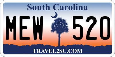 SC license plate MEW520
