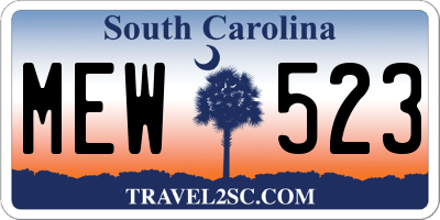 SC license plate MEW523