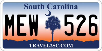 SC license plate MEW526