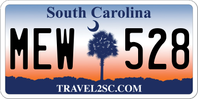 SC license plate MEW528