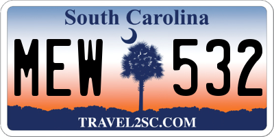 SC license plate MEW532