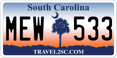 SC license plate MEW533