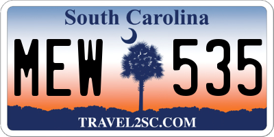 SC license plate MEW535