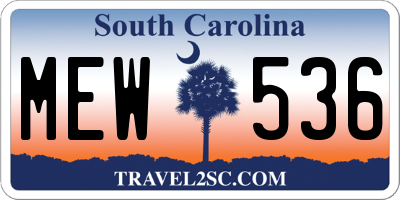 SC license plate MEW536