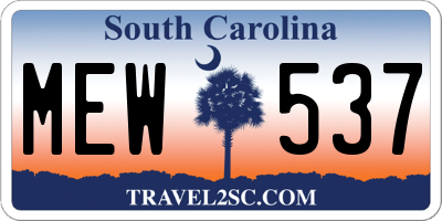 SC license plate MEW537