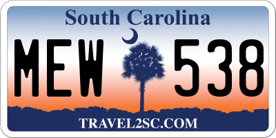 SC license plate MEW538