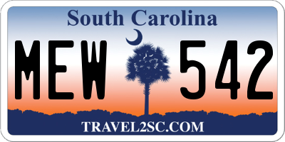 SC license plate MEW542