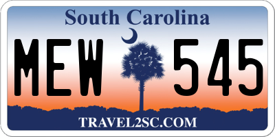 SC license plate MEW545