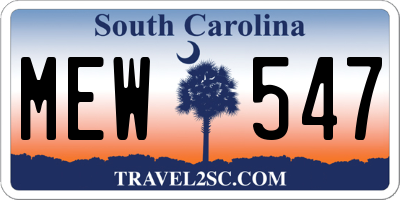 SC license plate MEW547
