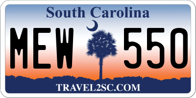 SC license plate MEW550