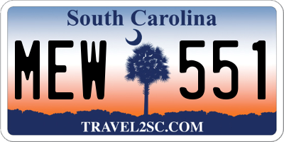 SC license plate MEW551