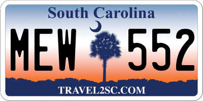 SC license plate MEW552