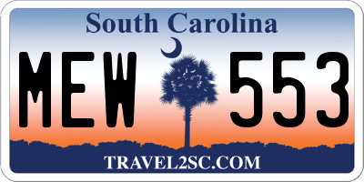 SC license plate MEW553