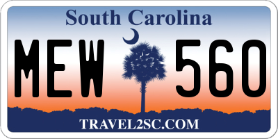 SC license plate MEW560